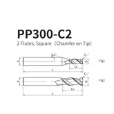 G-PP300-C2 2 Flutes, Square(Chamfer on Tip) - Big-tools Industrial Supply Tools for Metal Cutting